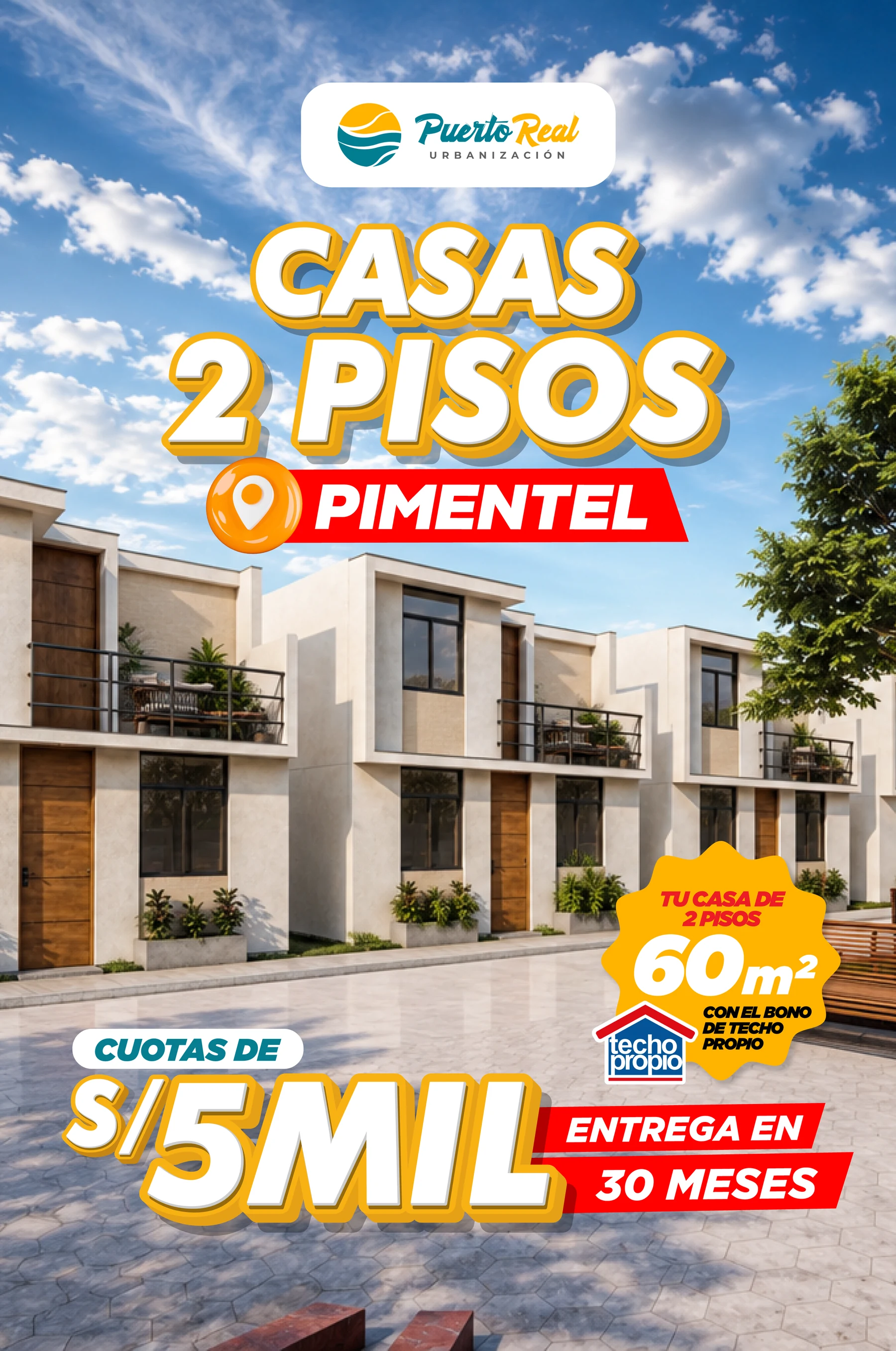 Puerto Real: casas de 2 pisos en Pimentel